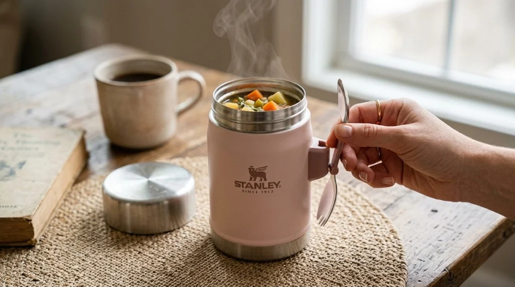 Termo para comida Stanley Classic 414ml con aislamiento al vacío y cuchara-tenedor spork integrada